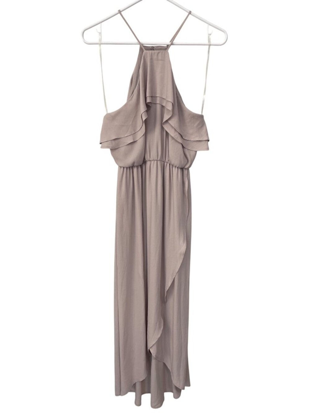 Lush Maxi Dress Medium Sleeveless Ruffle Halter Neck Keyhole Back Elegant Party